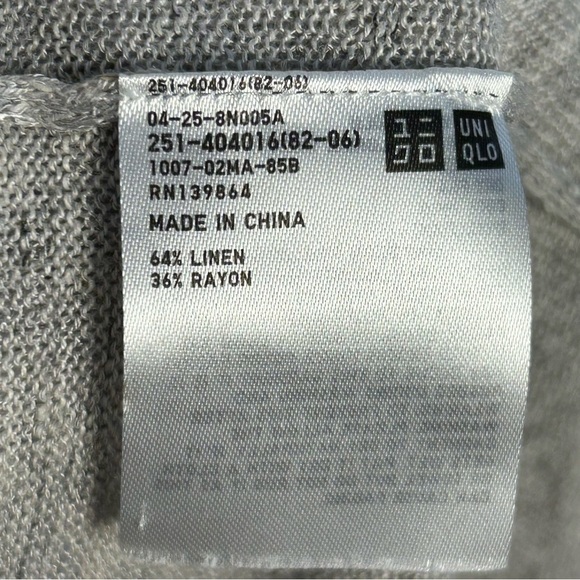 Uniqlo Womens L Gray Cardigan Long-Line Lightweight Open Linen Rayon Pockets - Picture 4 of 11